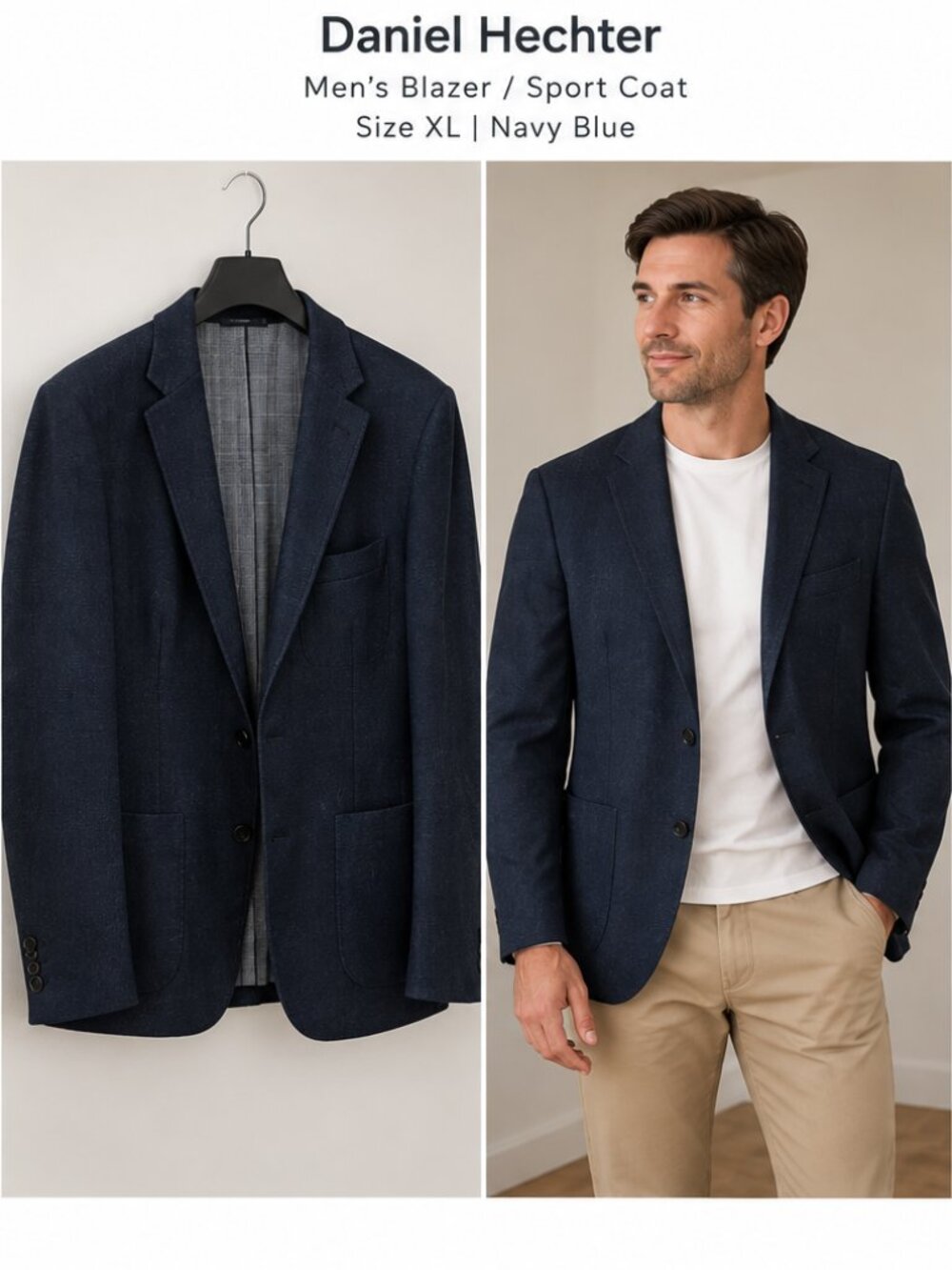 Daniel Hechter Men’s Navy Blue Blazer Sport Coat – XL